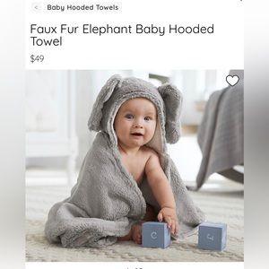 Pottery Barn Kids - Faux Fur Elephant Baby Hooded Towel